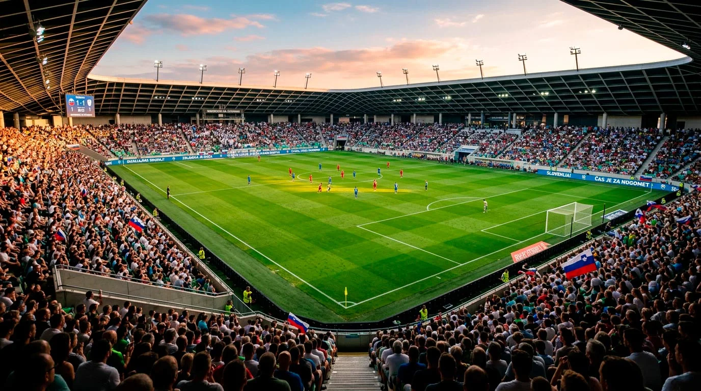 Pogled na poln nogometni stadion pred tekmo Svetovnega prvenstva 2026 v ZDA